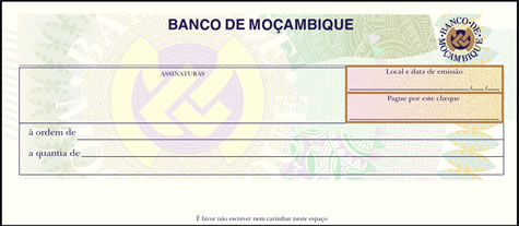 Banco de Moçambique Cheque